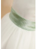 Ivory Satin Tulle Big Bow Flower Sash Flower Girl Dress